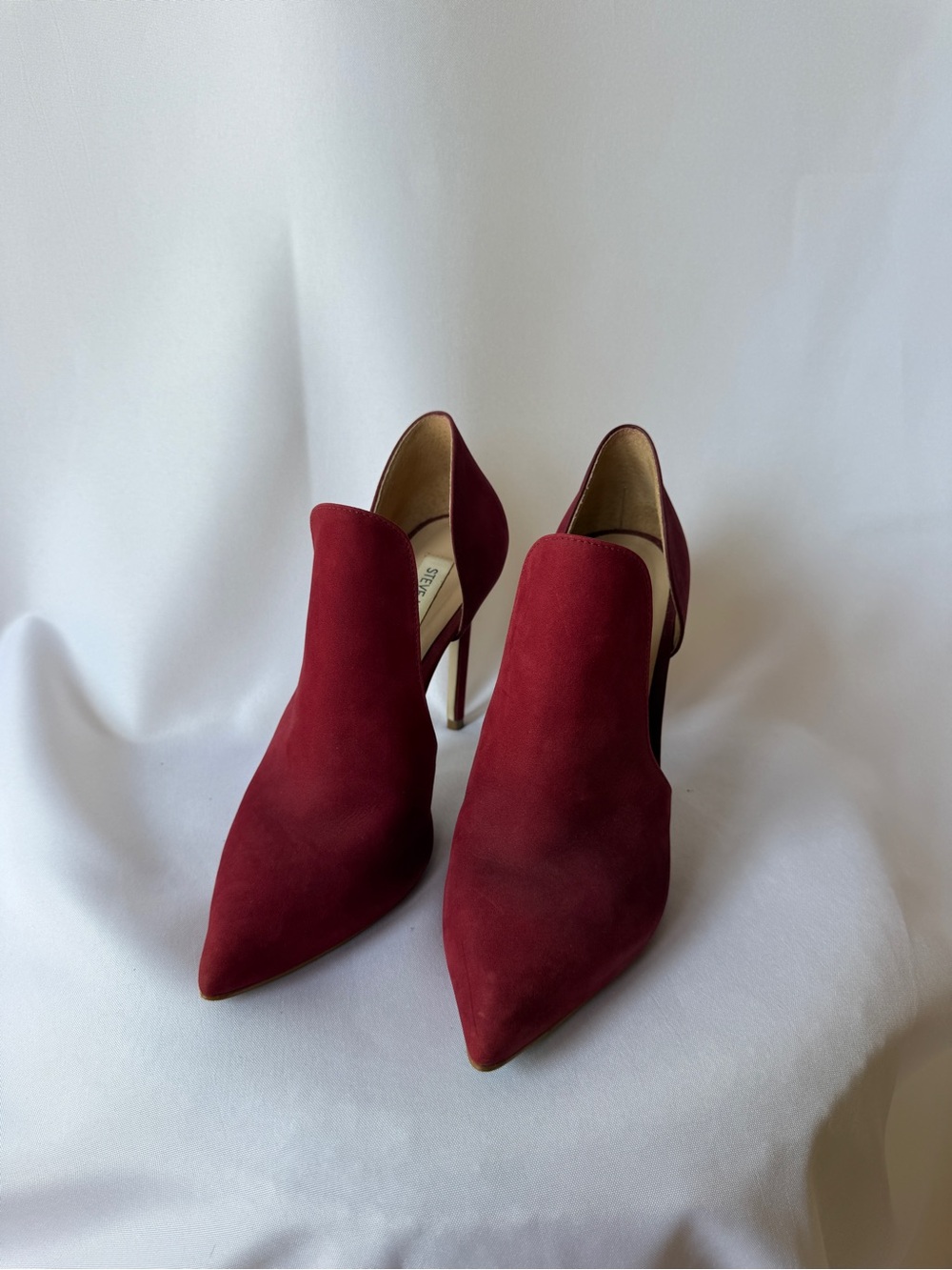 Steve Madden Red Suede D'Orsay Pointed-Toe Stiletto Boots View 3